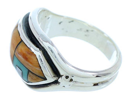 Silver And Multicolor Inlay Ring Size 5-1/2 YS72547